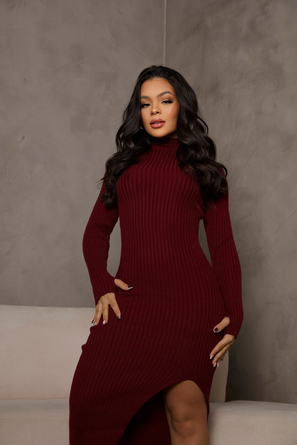 Vestido tricot com botão LR
