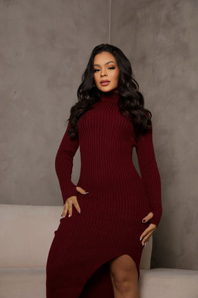 Vestido tricot com botão LR
