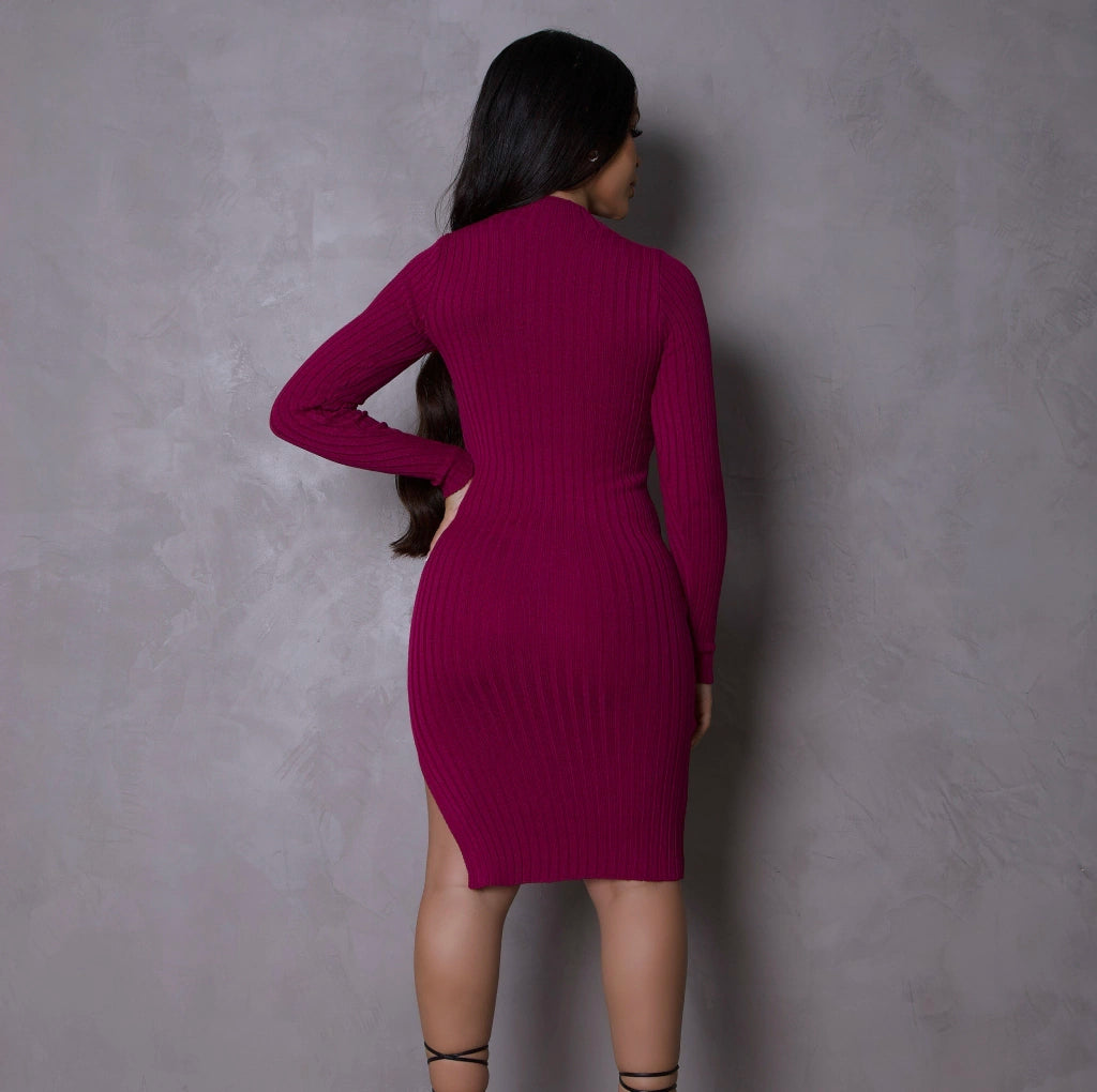 VESTIDO TRICOT FENDA